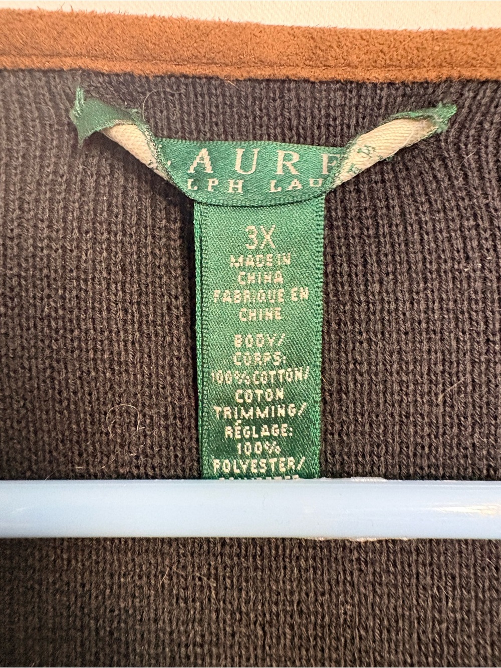 Lauren Ralph Lauren Black Cardigan with Brown Trim size 3x - Picture 4 of 14